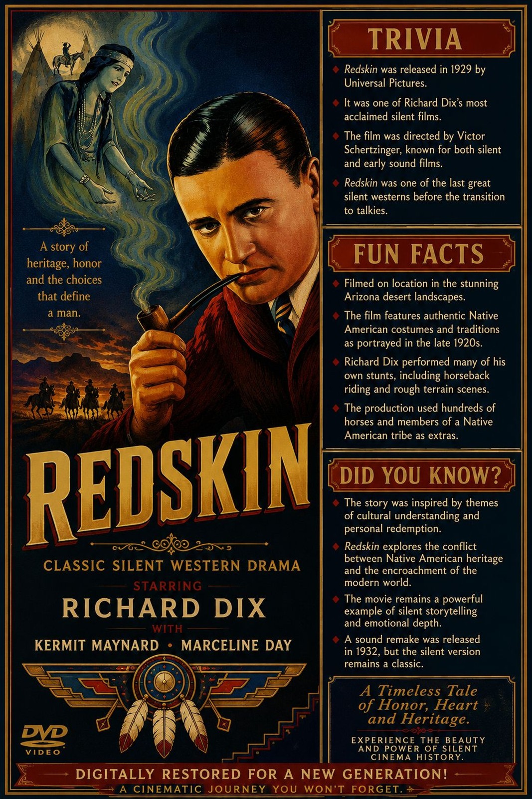 Redskin 1929 Classic Silent Western Drama DVD With Cover Art