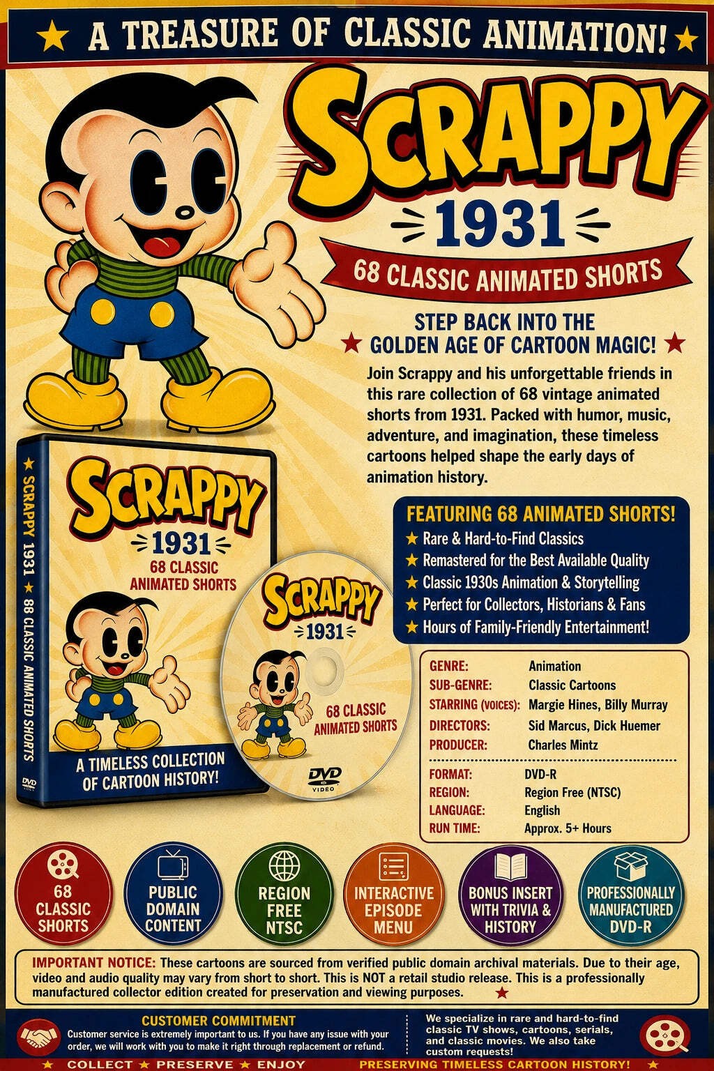 Scrappy 1931Classic Cartoon Collection DVD 68 Classic Animated Shorts