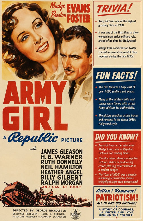 Army Girl 1938 Action Comedy Drama DVD With Cover Art