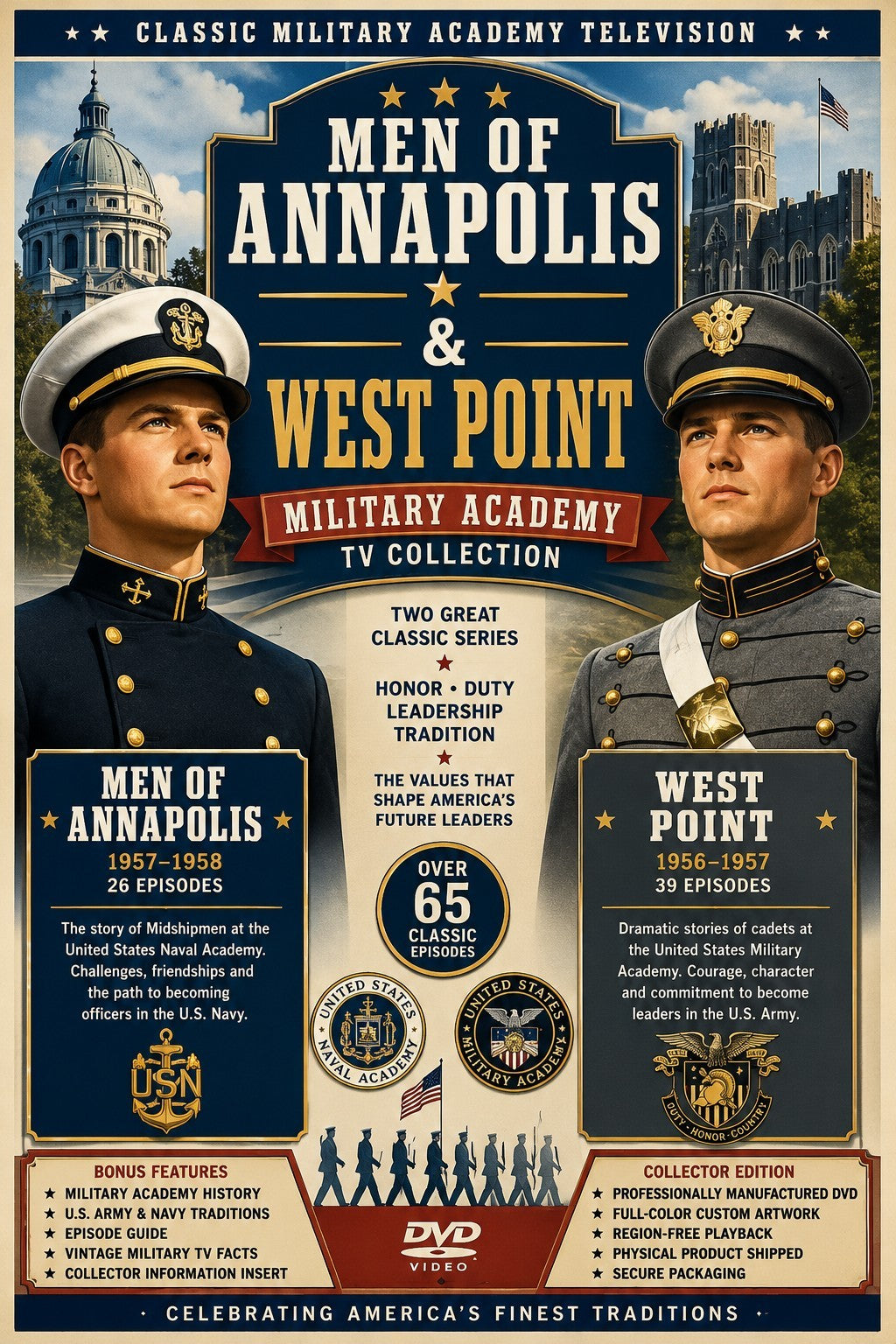 Public Domain Men of Annapolis & West Point TV Series Usb | Military Academy