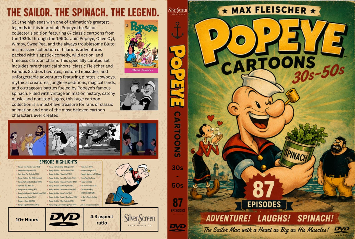 Popeye Classic Cartoons DVD 87 Theatrical Shorts 1930s 1940s Animation