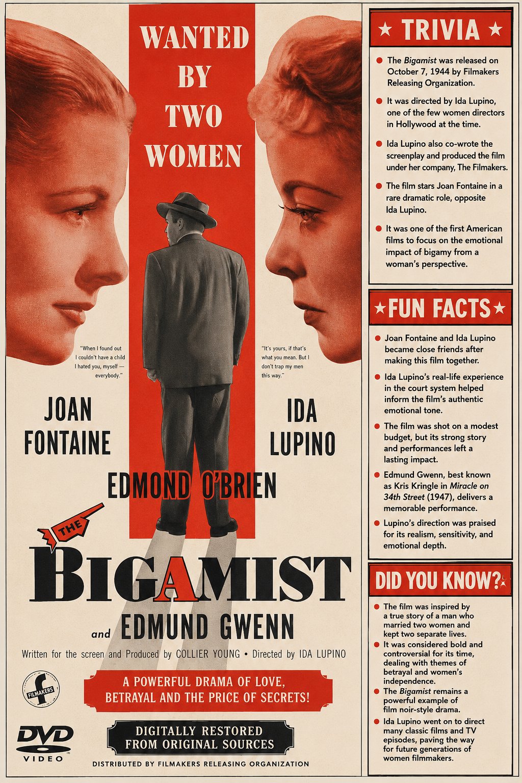 The Bigamist (1953) Drama Film Noir DVD Collector Edition