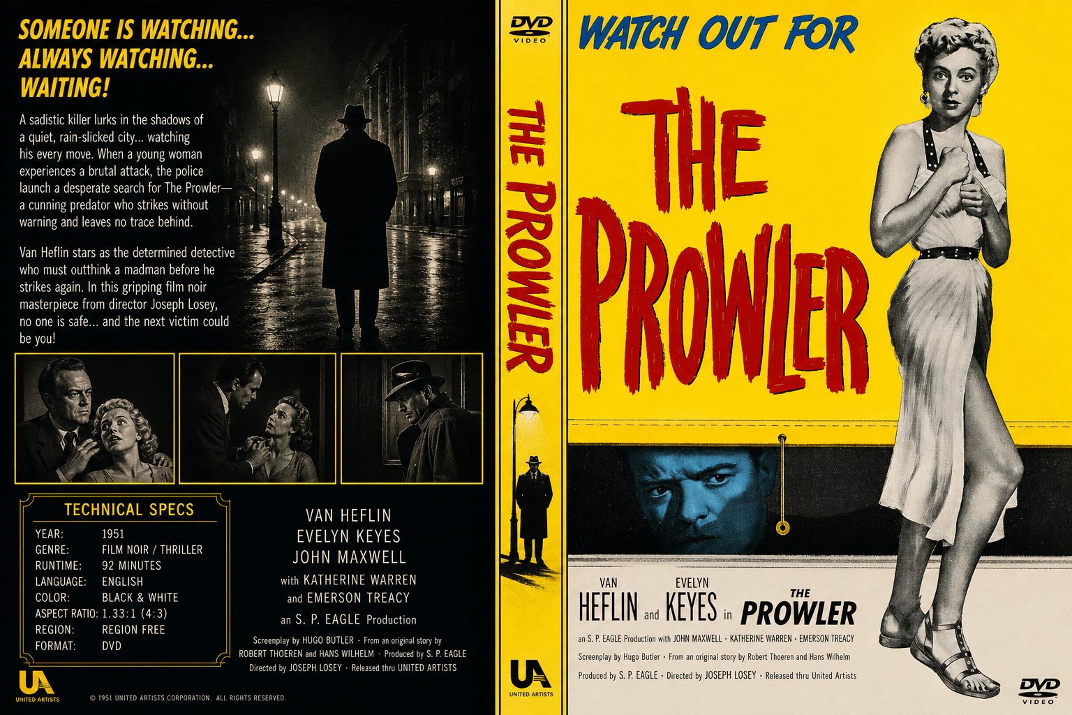 The Prowler 1951 Rare Film Noir Crime DVD With Cover Art Van Heflin