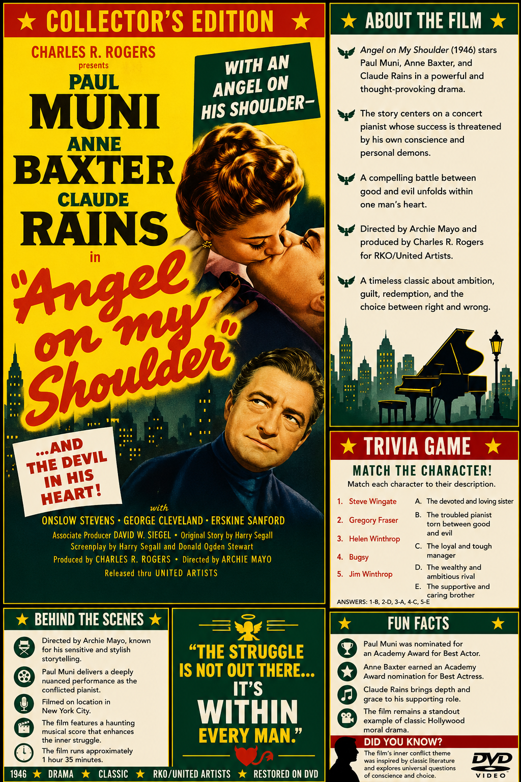 Angel on My Shoulder (1946) Fantasy Crime Drama DVD Collector Edition