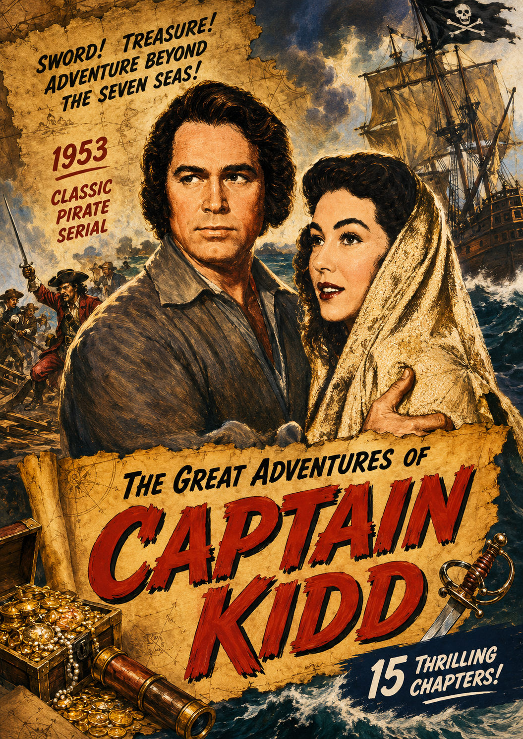 The Great Adventures of Captain Kidd 1953 15 Chapter Pirate Serial DVD