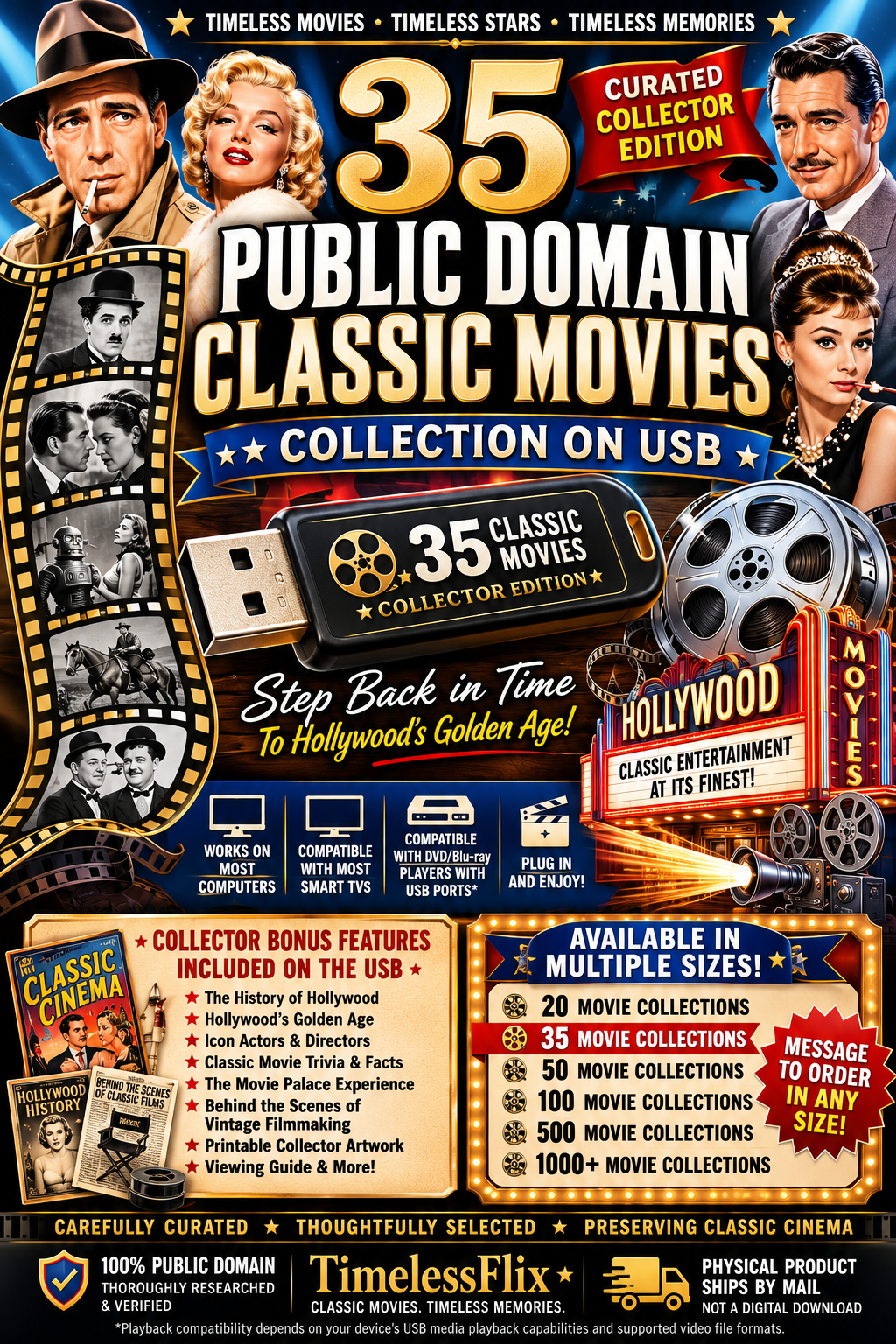 35 Public Domain Classic Movies Collection on USB – Collector Edition