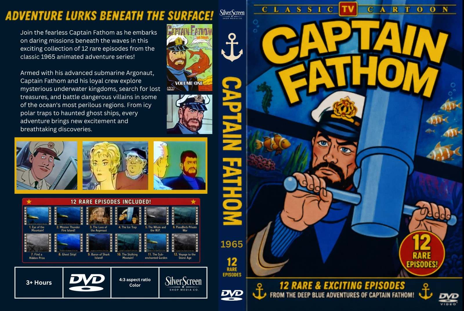 Captain Fathom 1965 Rare Adventure Cartoon DVD - 12 Rare Shorts Collectors