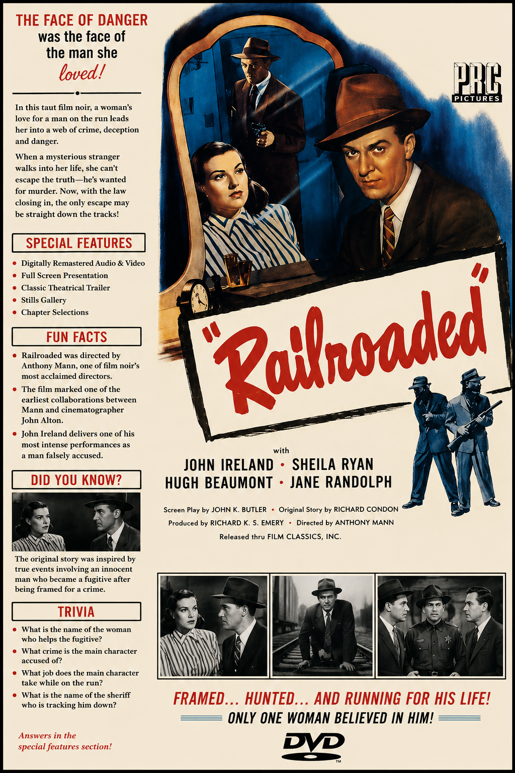 Railroaded! (1947) Film Noir Crime Drama DVD Collector Edition