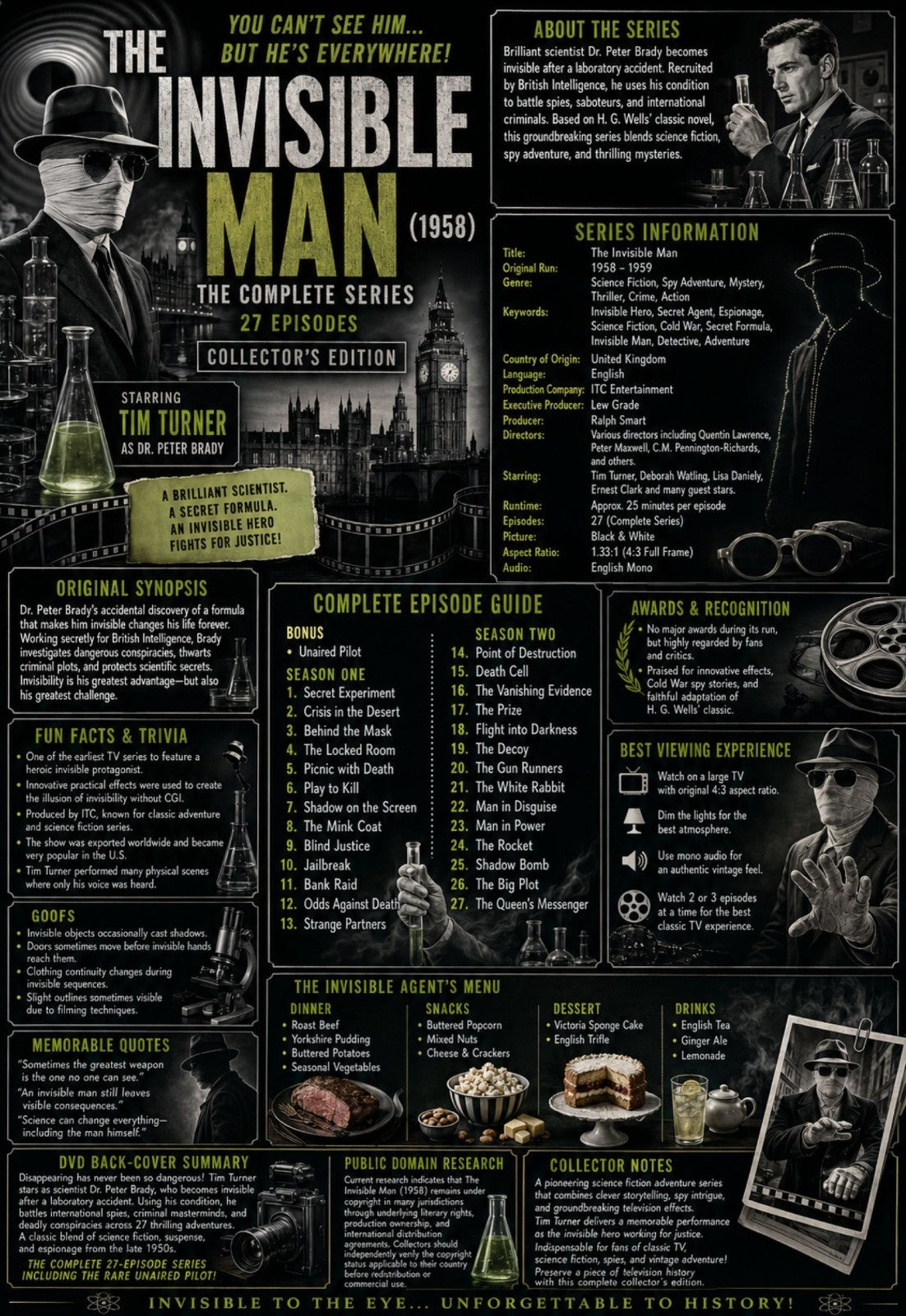 The Invisible Man (1958) Classic TV Series DVD – Complete 27 Episodes