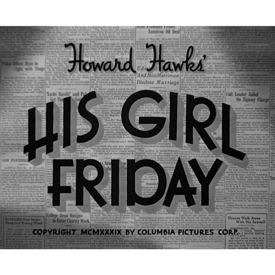 His Girl Friday (1940) Screwball Comedy DVD Collector Edition