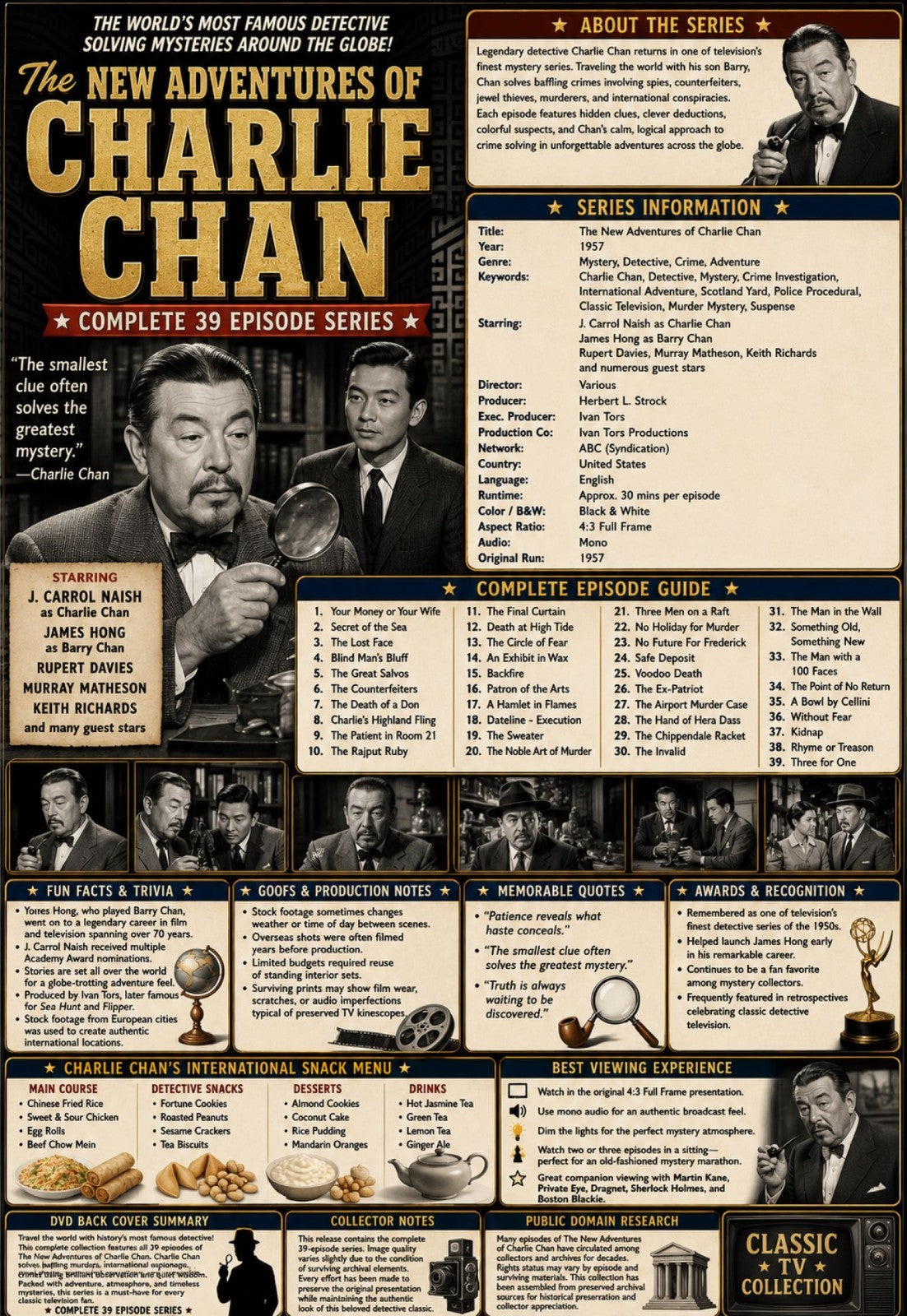 The New Adventures of Charlie Chan (1957) Classic TV Series DVD – 39 Episodes