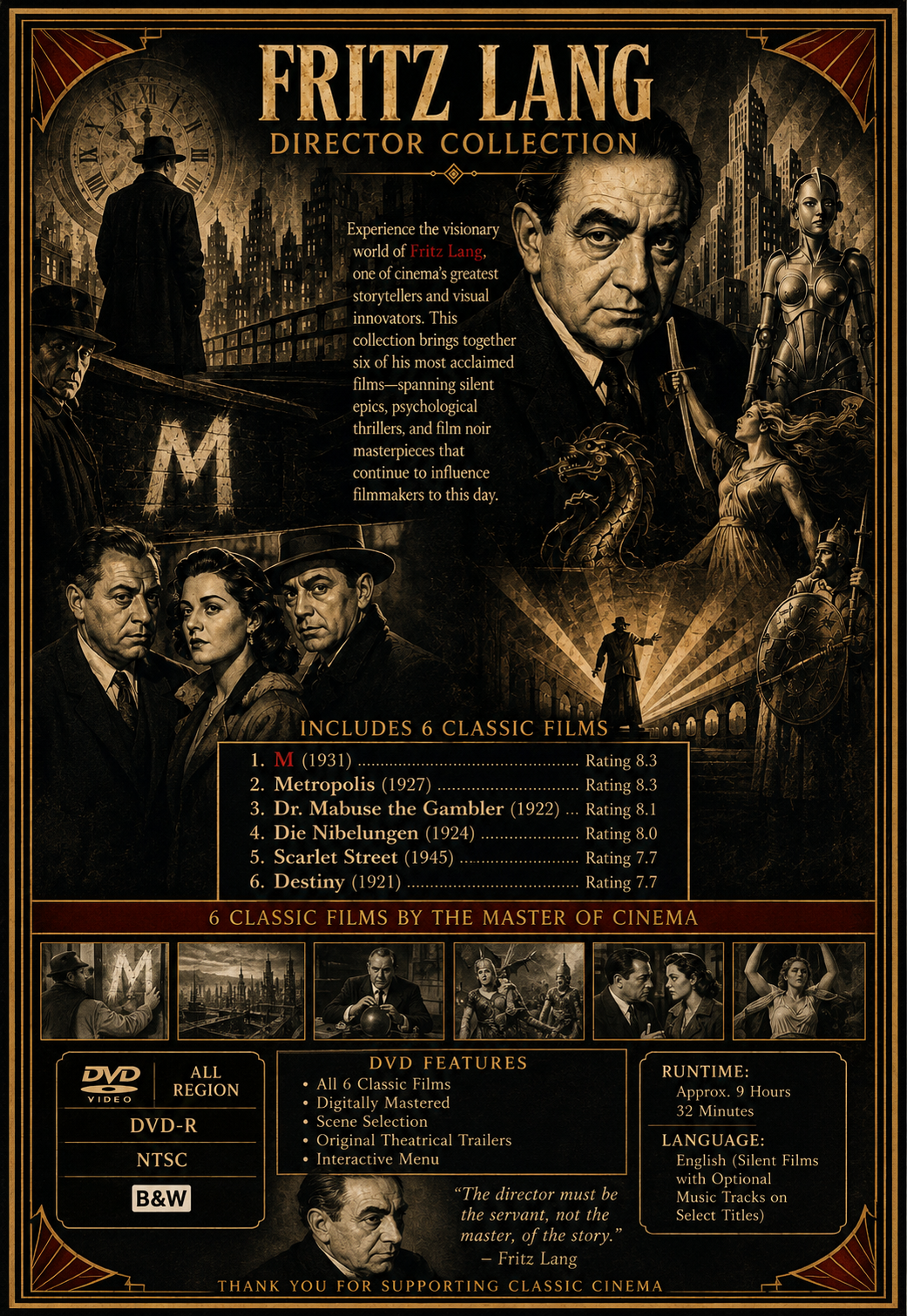 Fritz Lang Director Collection DVD 5 Films Metropolis Dr Mabuse Scarlet Street