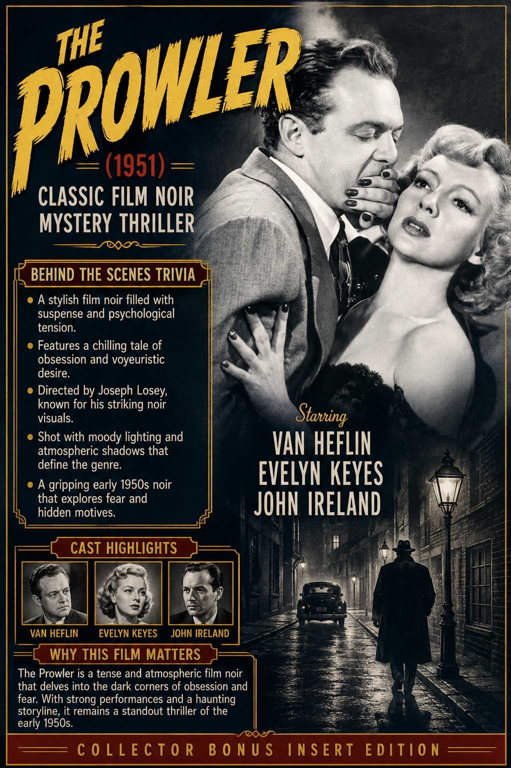 The Prowler 1951 Rare Film Noir Crime DVD With Cover Art Van Heflin