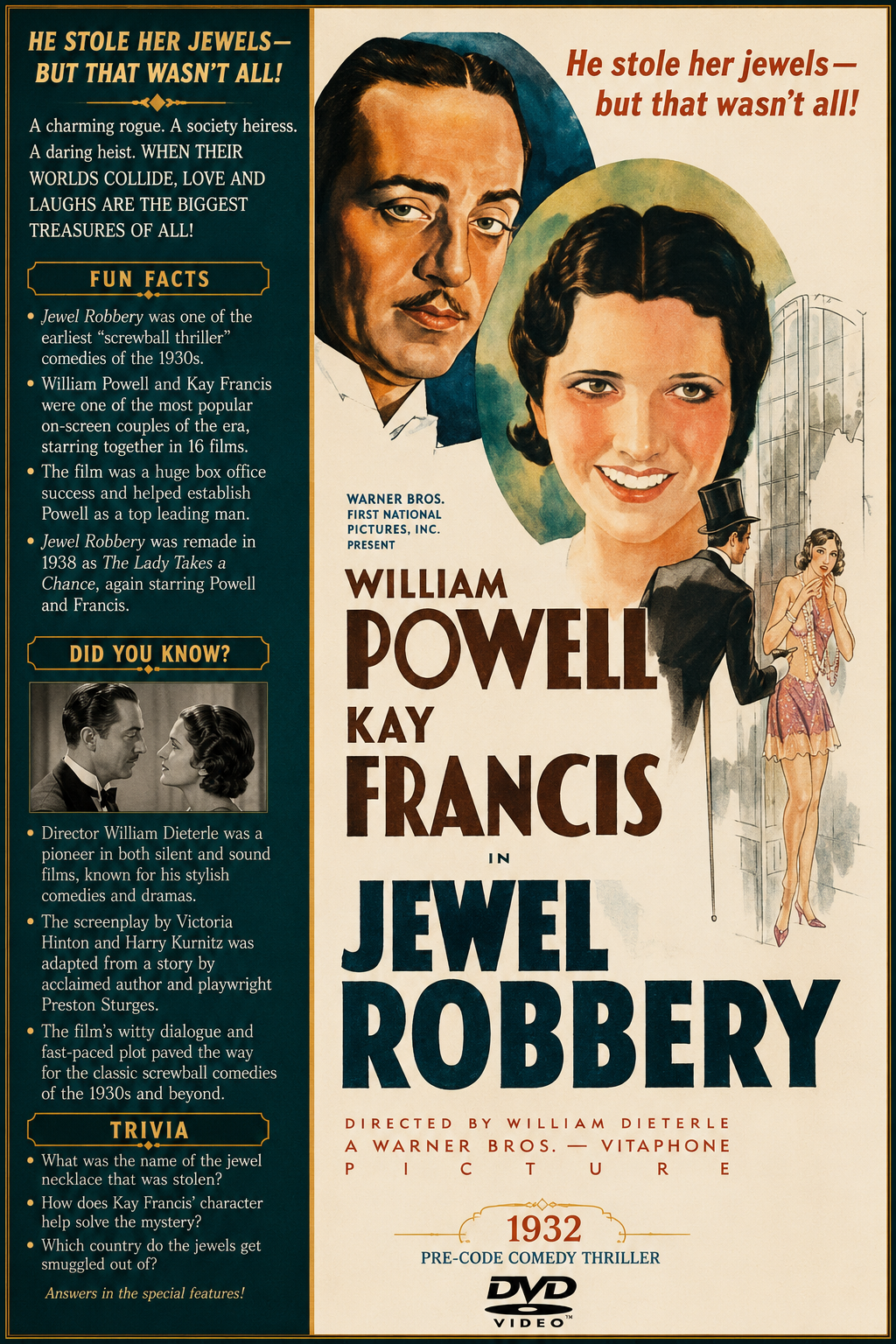 Jewel Robbery (1932) Pre-Code Comedy DVD Collector Edition
