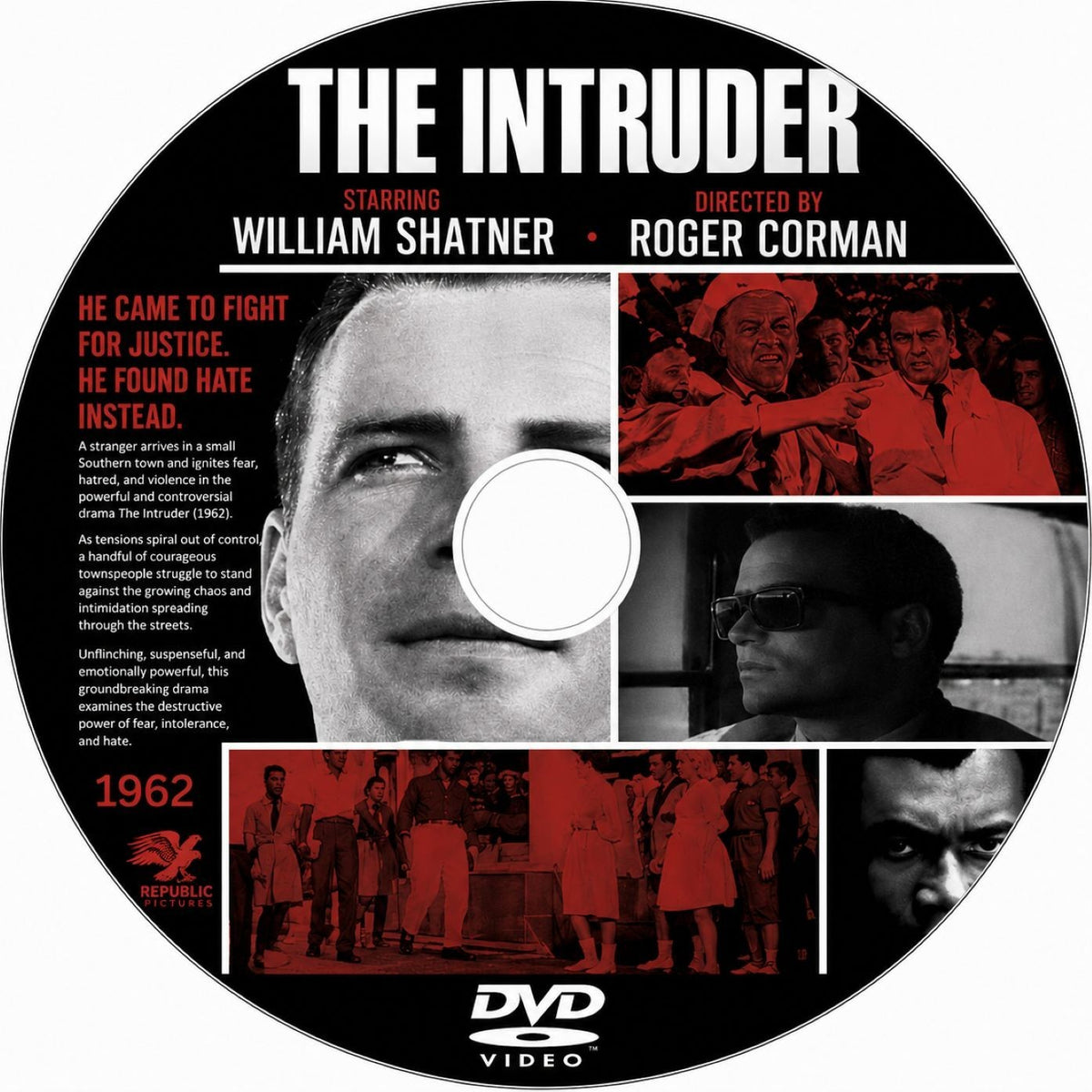 The Intruder 1962 Classic Drama DVD William Shatner Rare Civil Rights Film