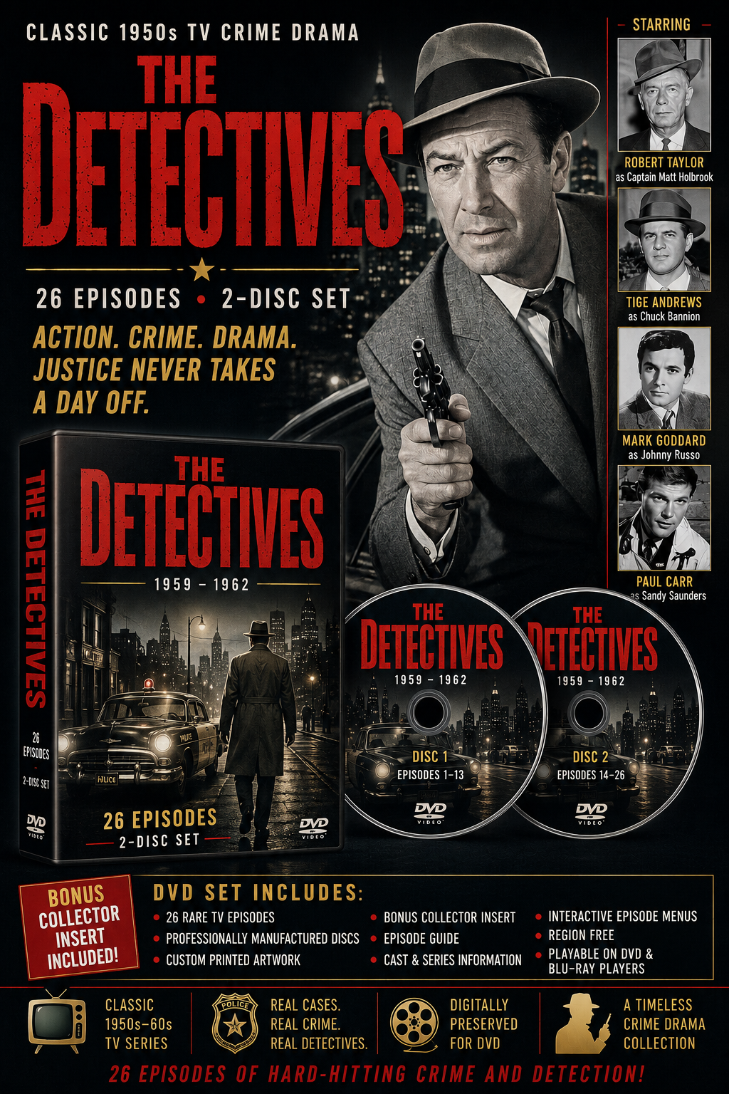 The Detectives (1959) Classic Crime TV  Collectors DVD 30 Episodes