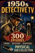 1950s PUBLIC DOMAIN Detective TV Shows 300 Episodes Public Domain Crime USB