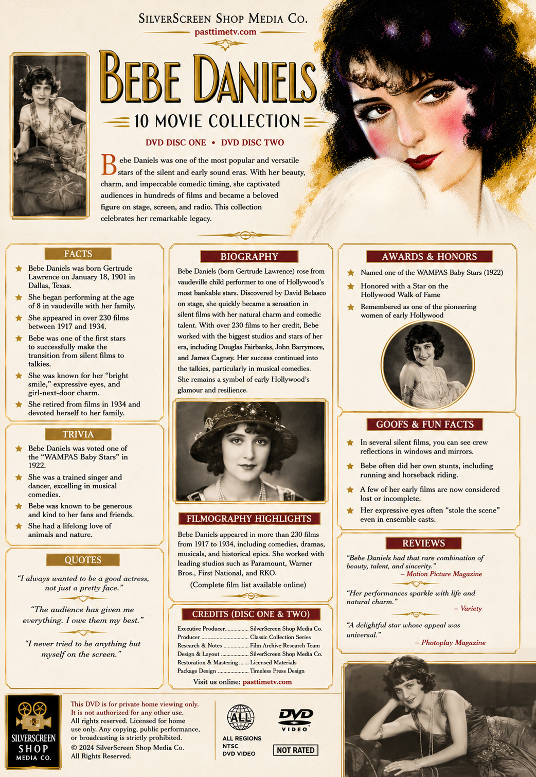 Bebe Daniels 10 Movie Collection (1919-1930) Rare Classic Silent & Early Talkie