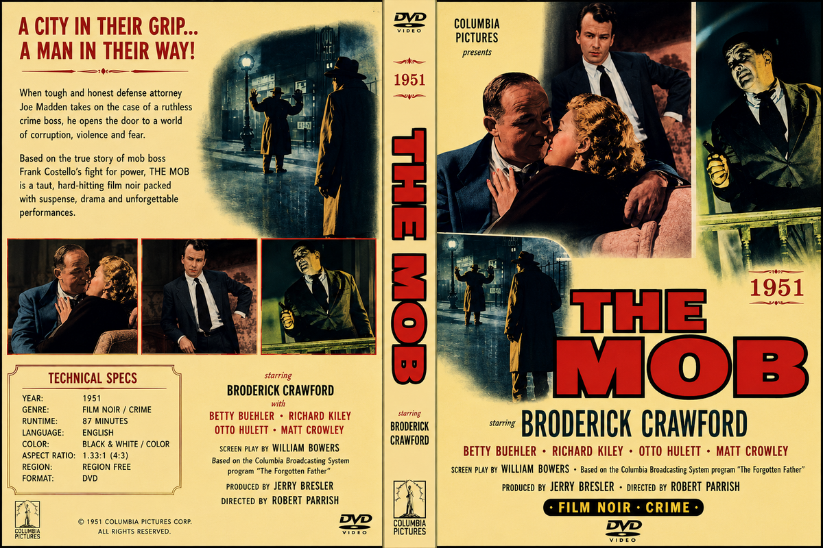 The Mob 1951 Rare Film Noir Crime DVD With Cover Art Broderick Crawford
