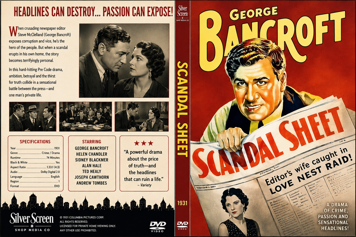 Scandal Sheet (1931) Pre-Code Crime Drama DVD Collector Edition