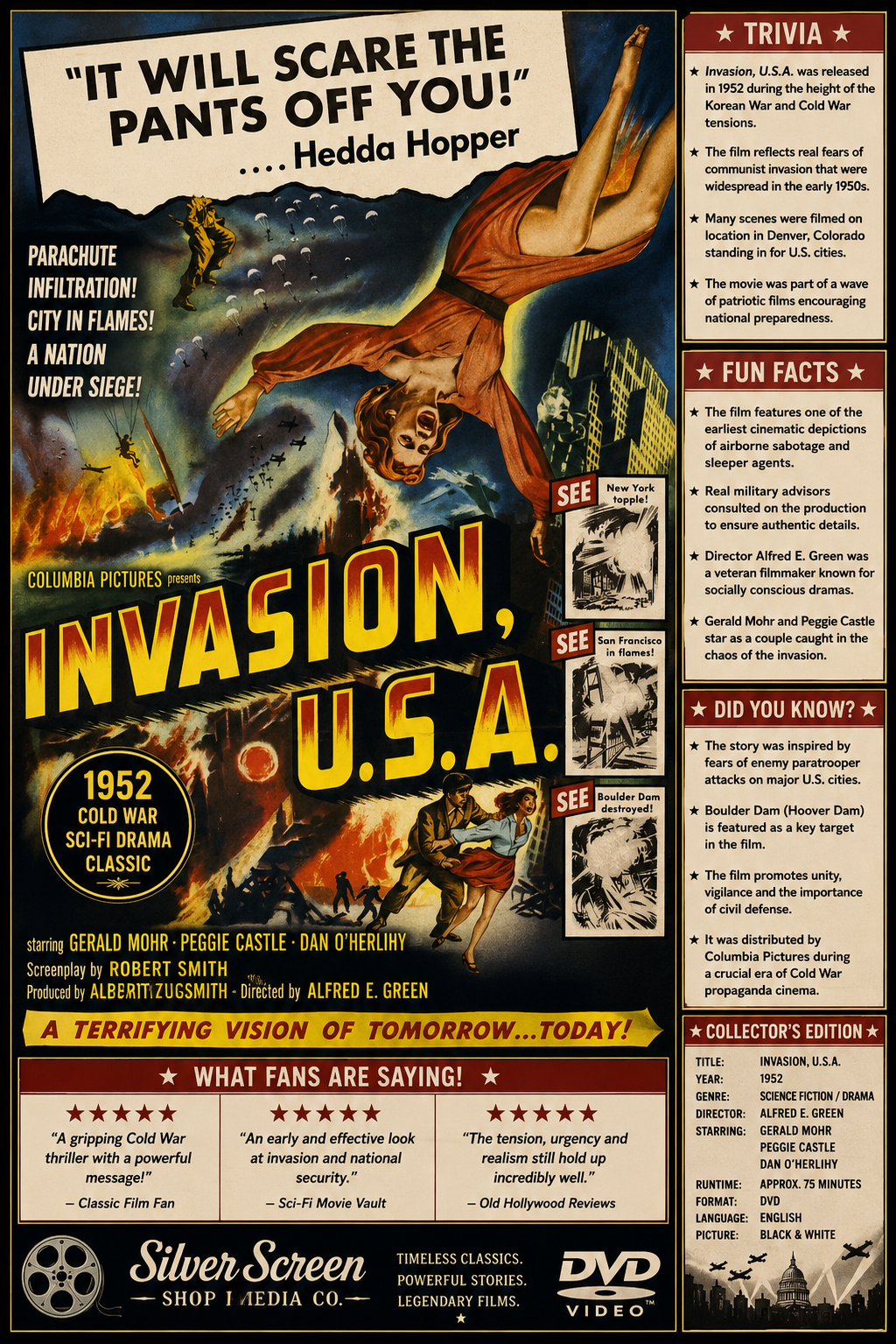 Invasion U.S.A. (1952) Cold War Sci-Fi Drama DVD Collector Edition