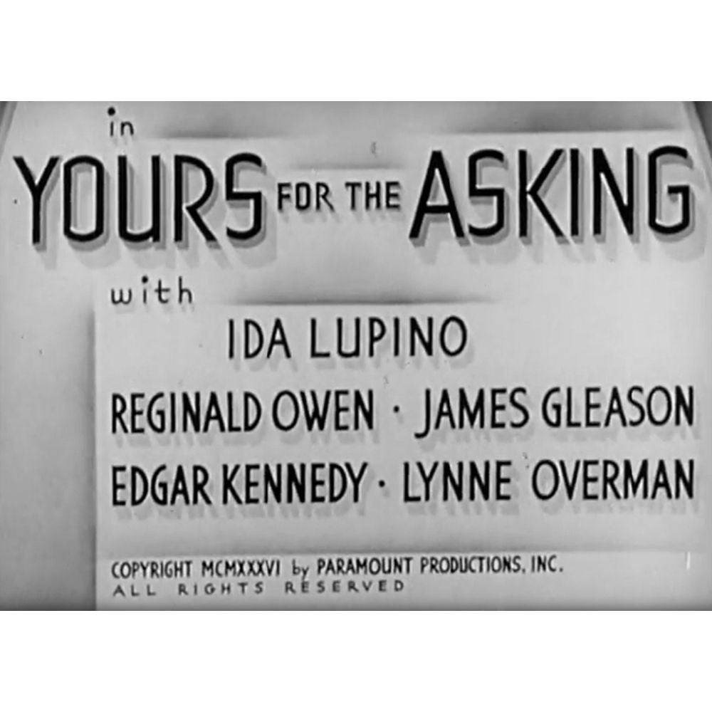 Yours for the Asking (1936) Comedy Romance DVD Collector Edition