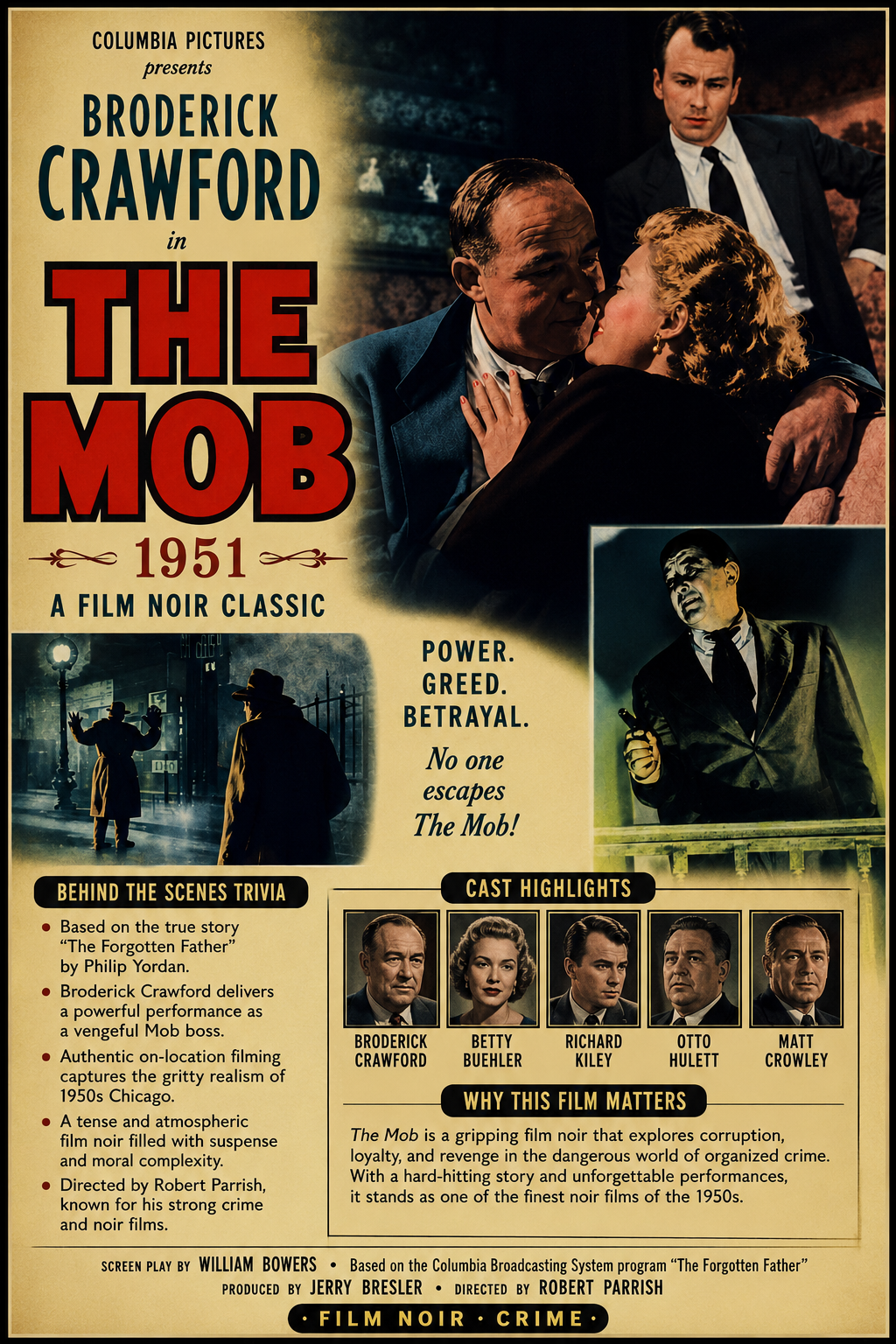 The Mob 1951 Rare Film Noir Crime DVD With Cover Art Broderick Crawford