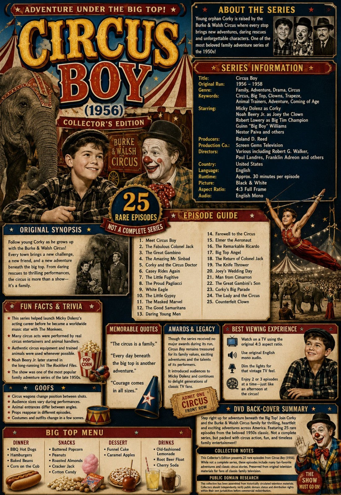 Circus Boy (1956) Classic TV Series DVD – 25 Rare Episodes