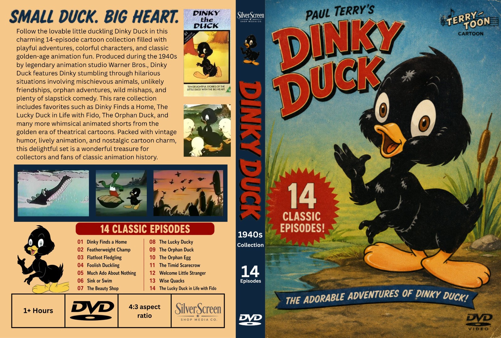 Dinky Duck Cartoons DVD 14 Rare Animated Shorts 1940s Collector Edition