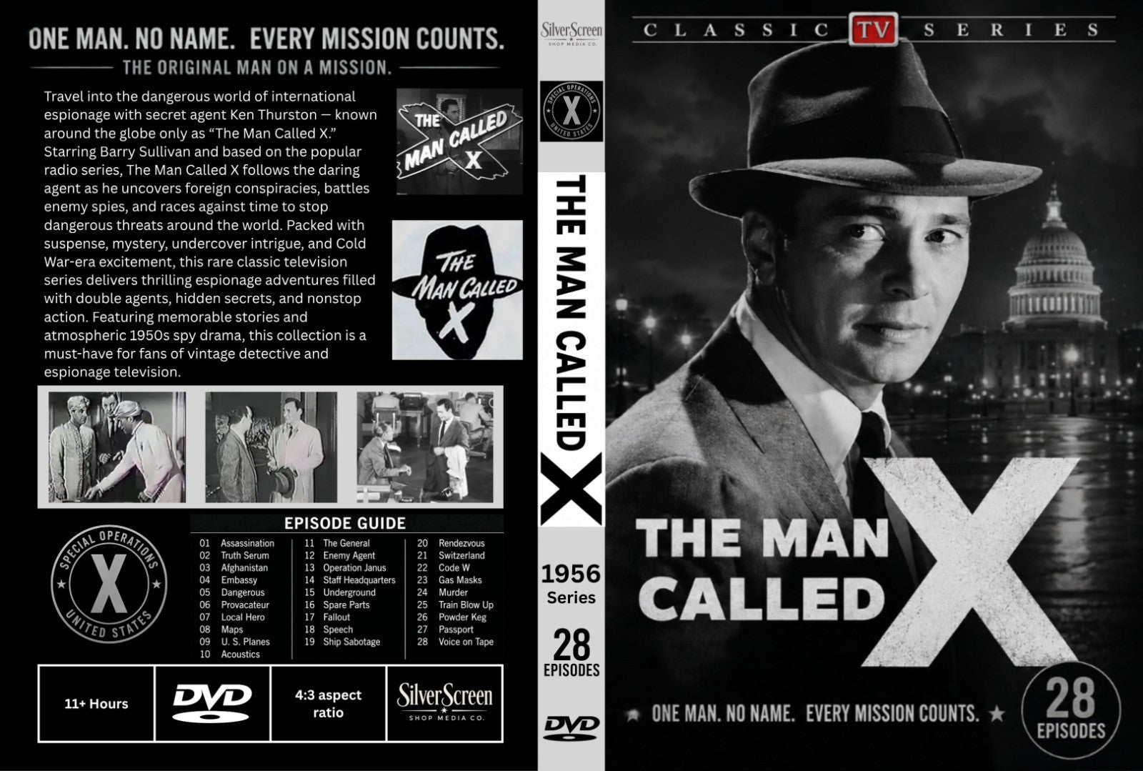 The Man Called X (1956) Spy Drama TV DVD – 28 Episodes - Collector's Edition