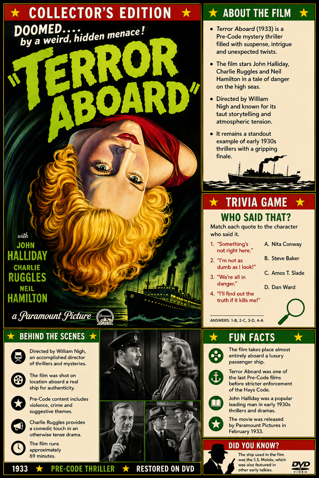 Terror Aboard (1933) Pre-Code Mystery DVD Collector Edition