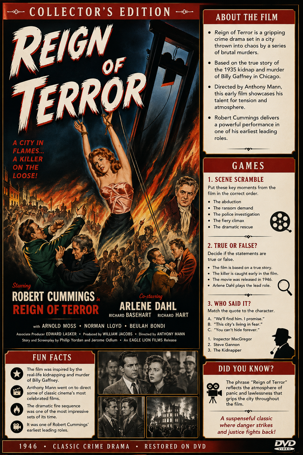 Reign of Terror (1949) Historical Thriller DVD Collector Edition