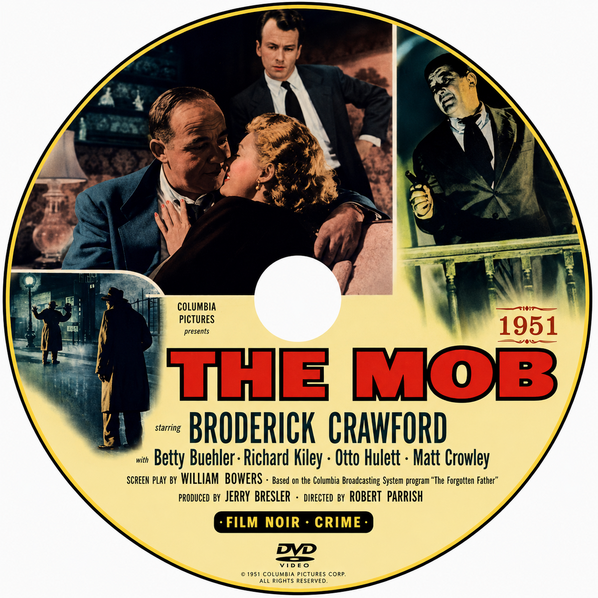 The Mob 1951 Rare Film Noir Crime DVD With Cover Art Broderick Crawford