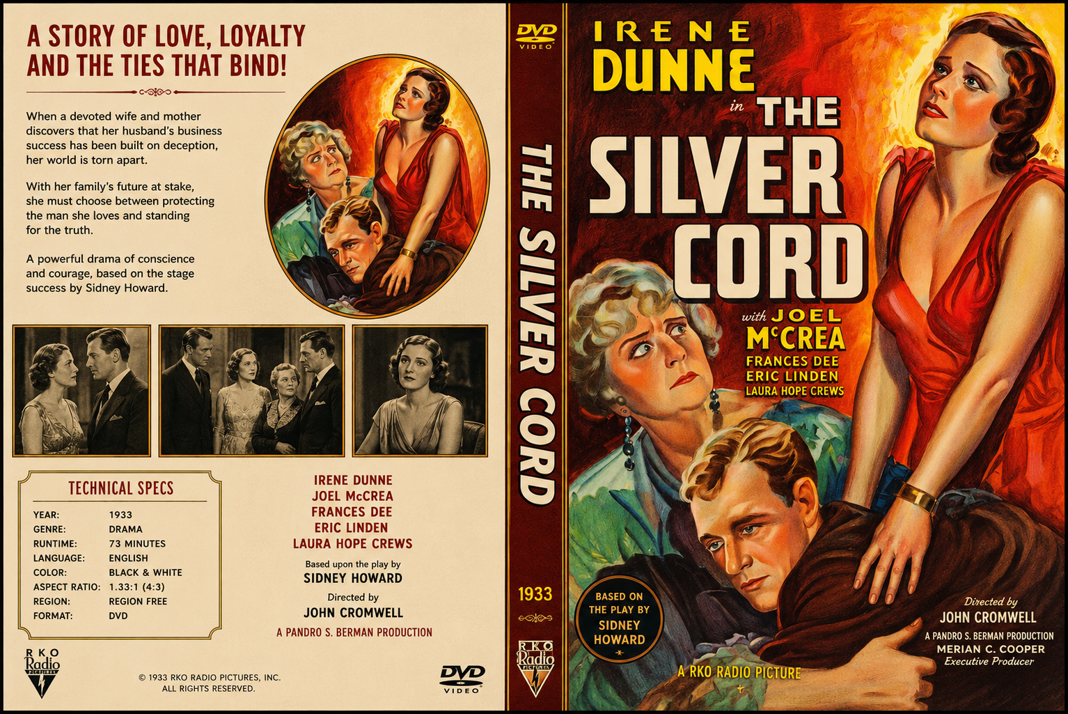 The Silver Cord 1933 Pre Code Drama Film DVD With Cover Art
