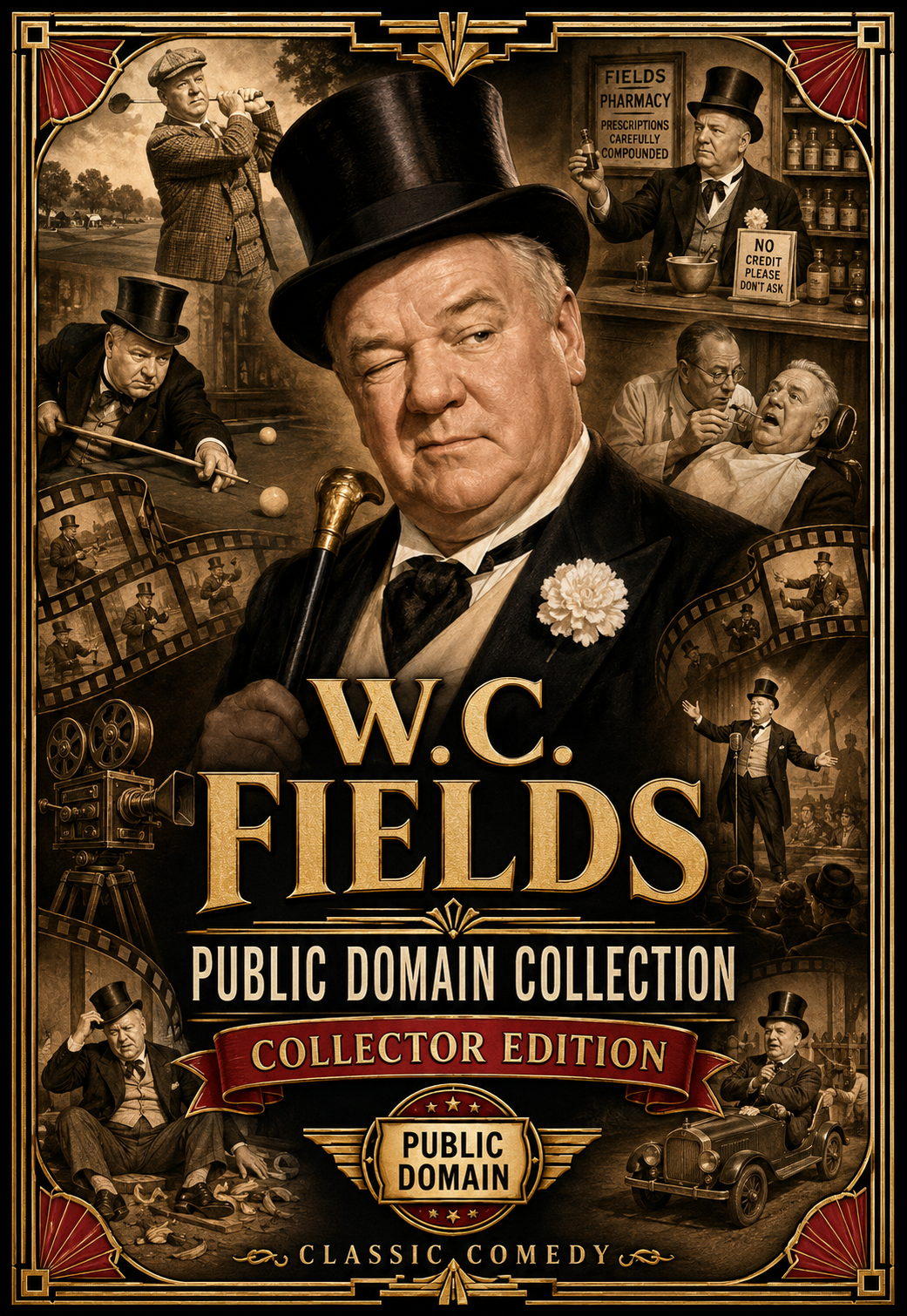 W.C. Fields 9 Film Public Domain DVD Collection Classic Comedy Silent & Sound