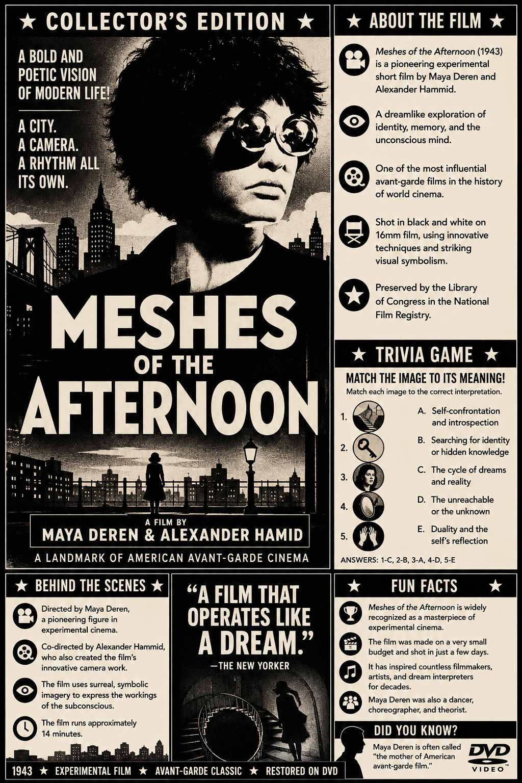 Meshes of the Afternoon (1943) Experimental Fantasy Short DVD Collector Edition