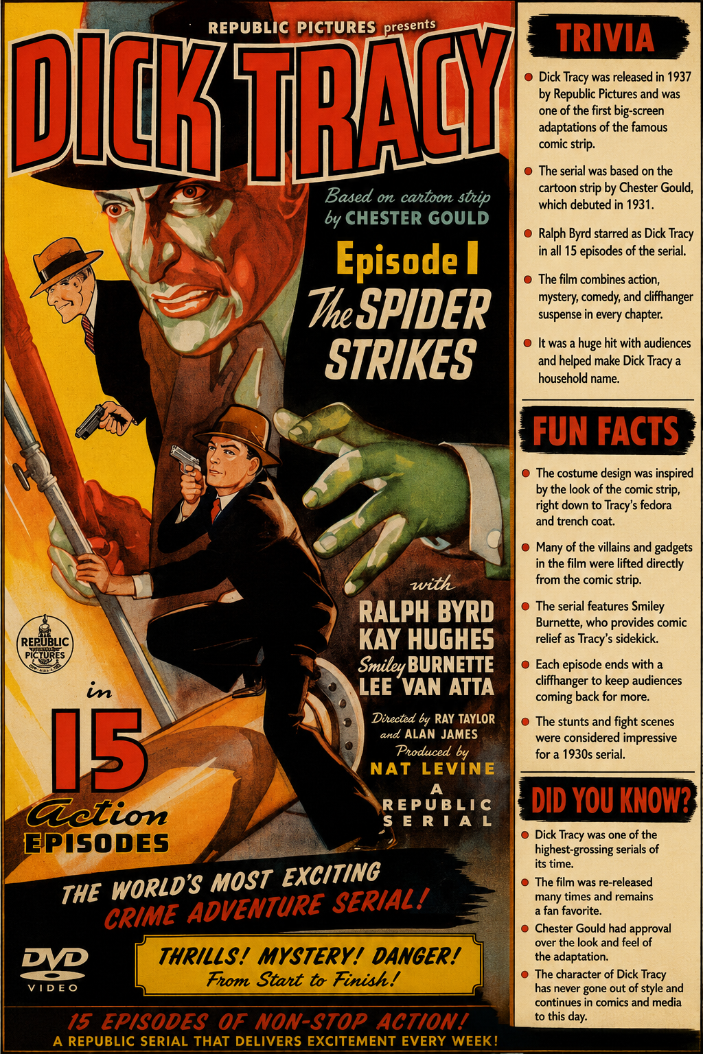 Dick Tracy 1937 Classic Crime Adventure DVD With Cover Art