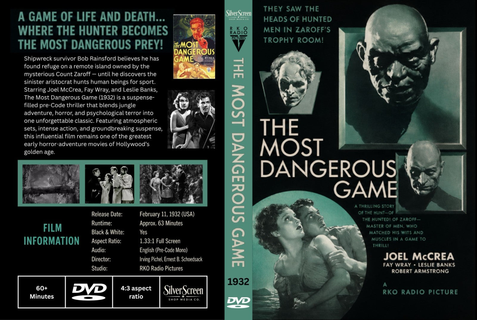 The Most Dangerous Game (1932) Horror Adventure Thriller DVD Collector Edition