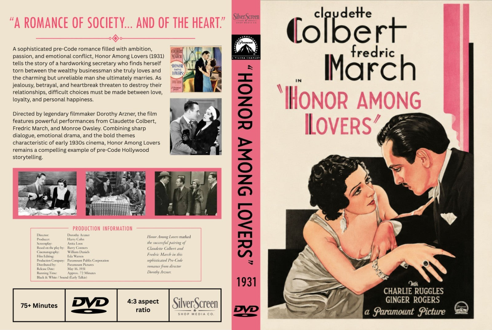 Honor Among Lovers (1931) Pre-Code Romance Drama DVD Collector Edition