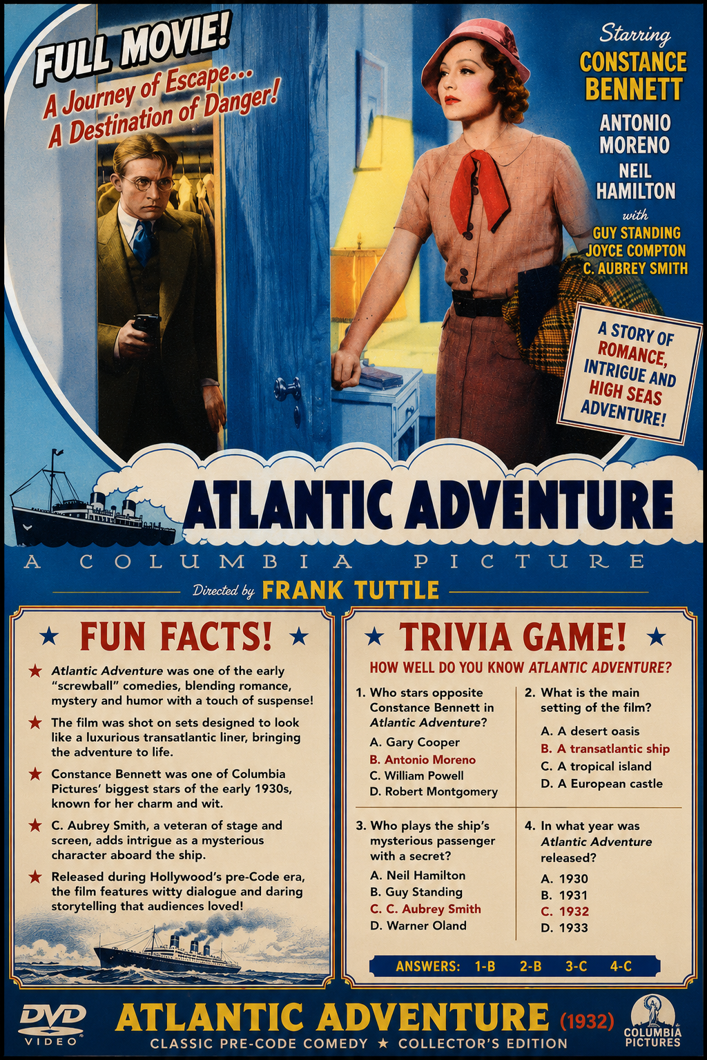 Atlantic Adventure (1935) Crime Adventure DVD Collector Edition