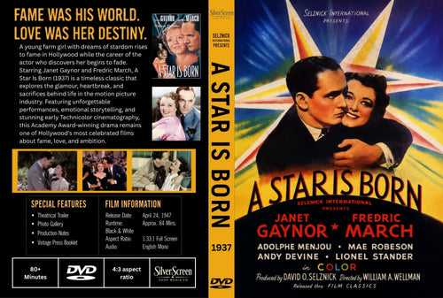 A Star Is Born 1937 Classic Drama Romance DVD With Cover Art