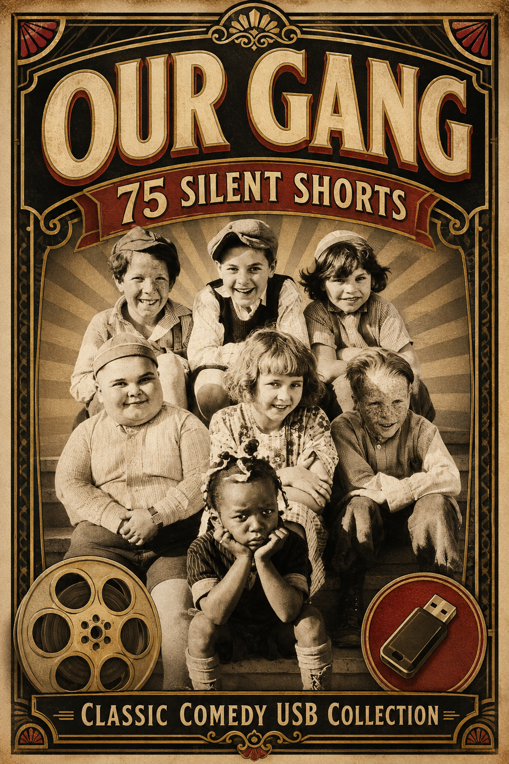 Our Gang 75 Silent Shorts Public Domain 1920s Classic Comedy USB Collection