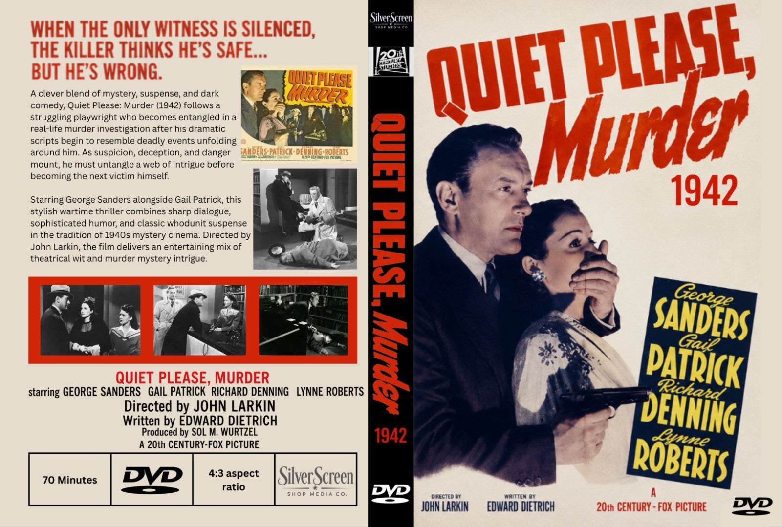 Quiet Please, Murder (1942) Film Noir Mystery DVD Collector Edition