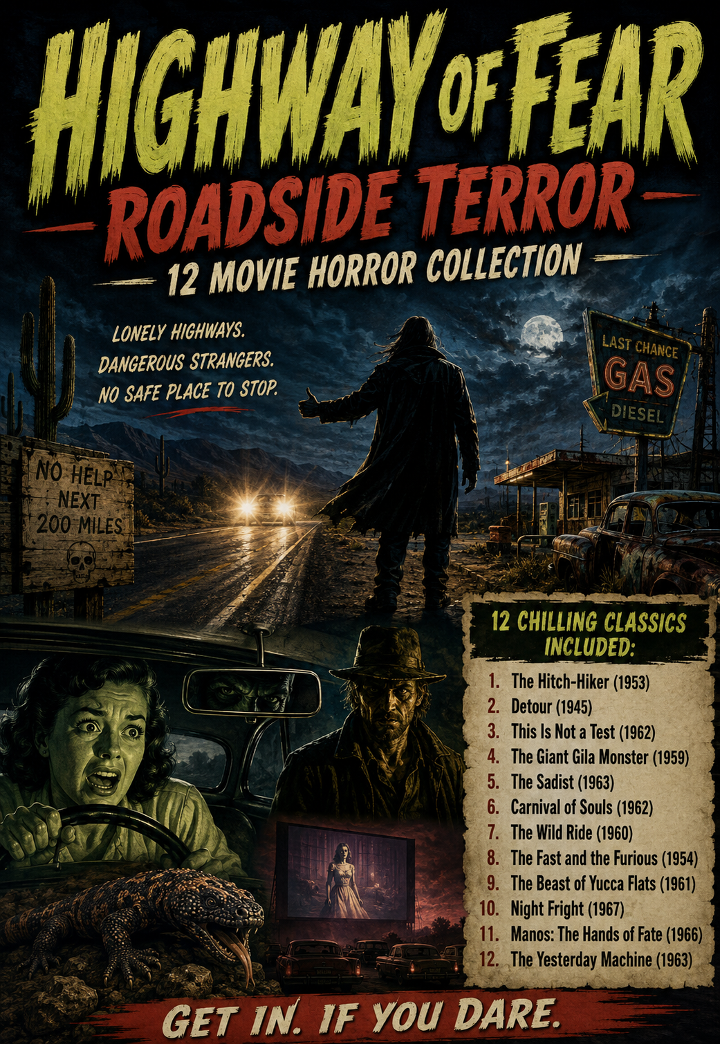 Highway of Fear: Roadside Terror 12 Movie Public Domain Horror DVD Collection