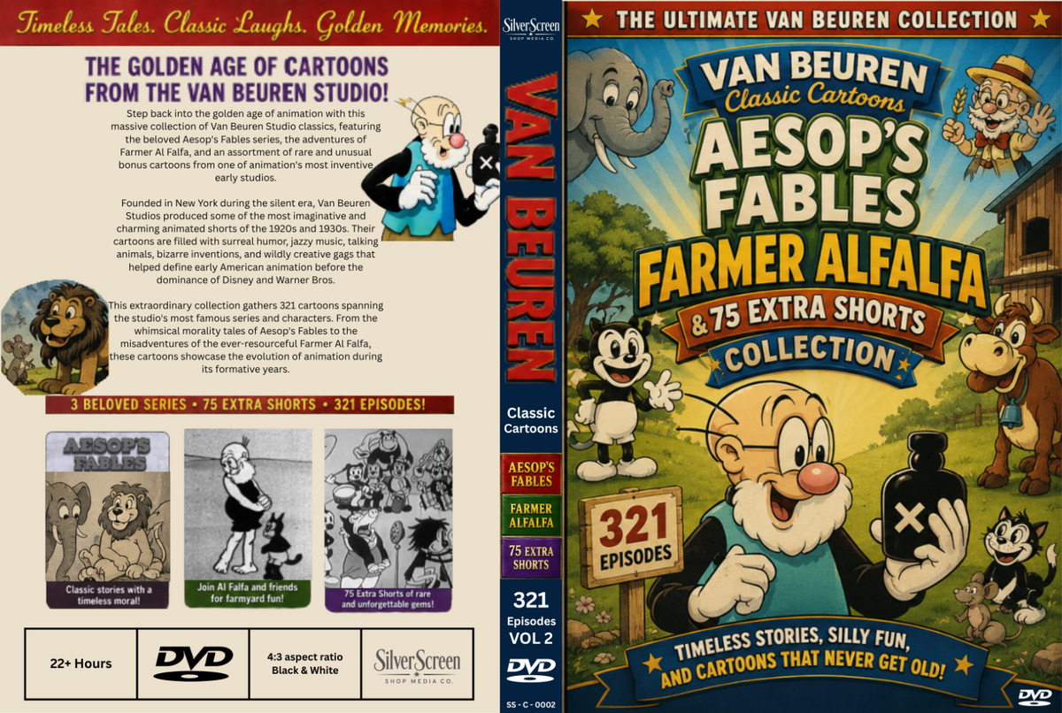 Van Beuren Classic Cartoons DVD Aesop's Fables Farmer Al Falfa 321Cartoons Vol 2