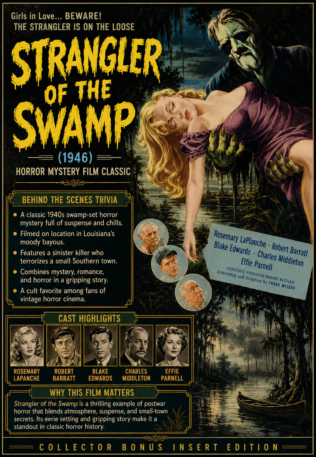 Strangler of the Swamp 1946 Horror Mystery Film DVD With Cover Art Classic