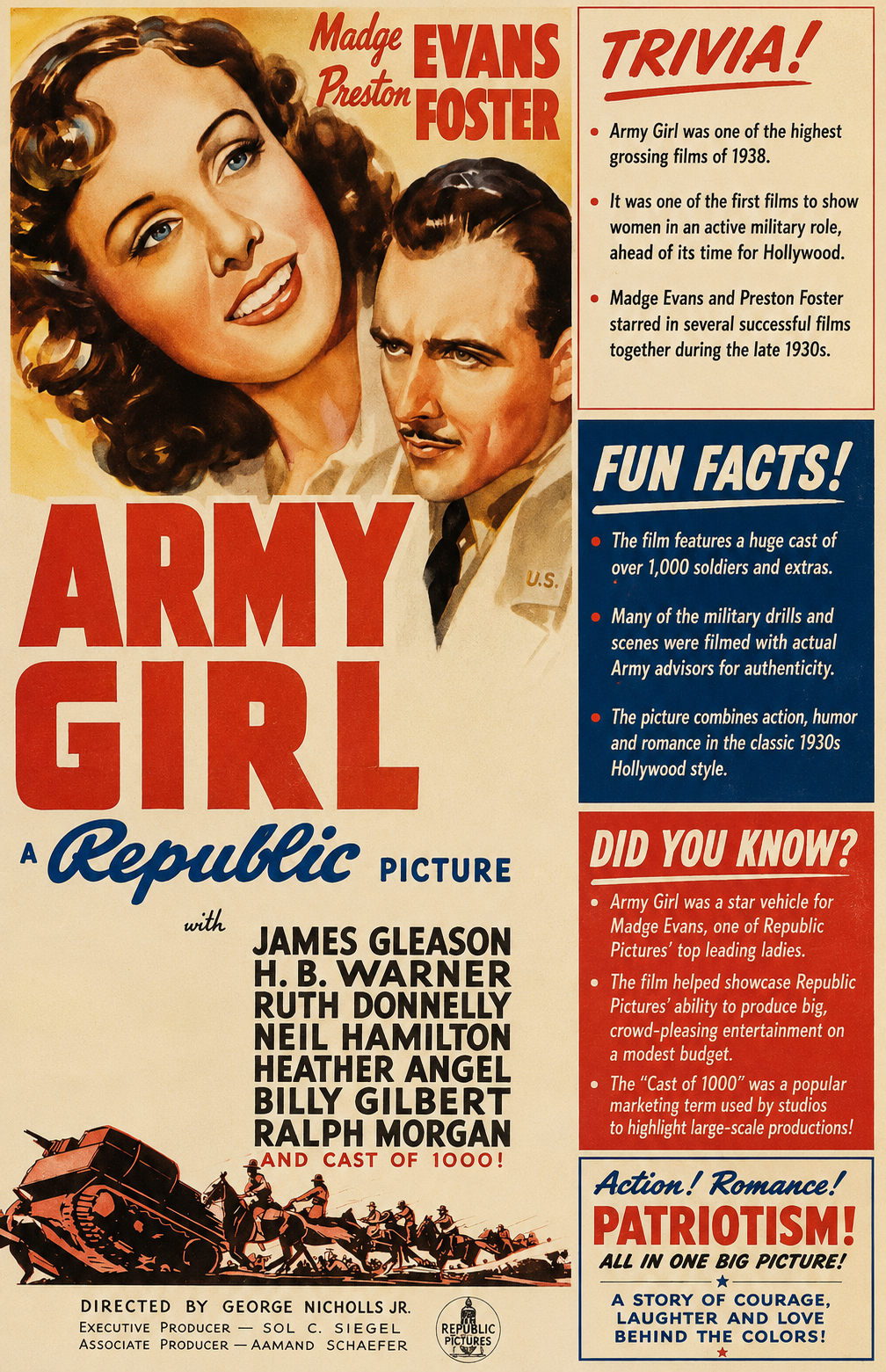 Army Girl (1938) Action Comedy Drama DVD Collector Edition