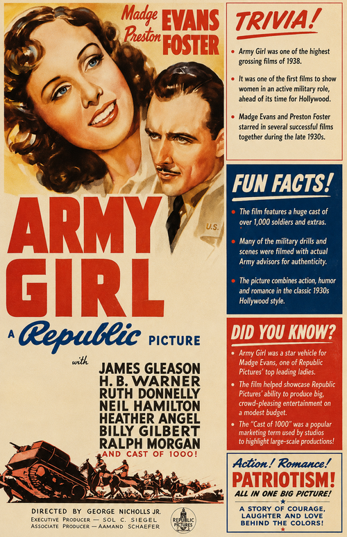Army Girl (1938) Action Comedy Drama DVD Collector Edition