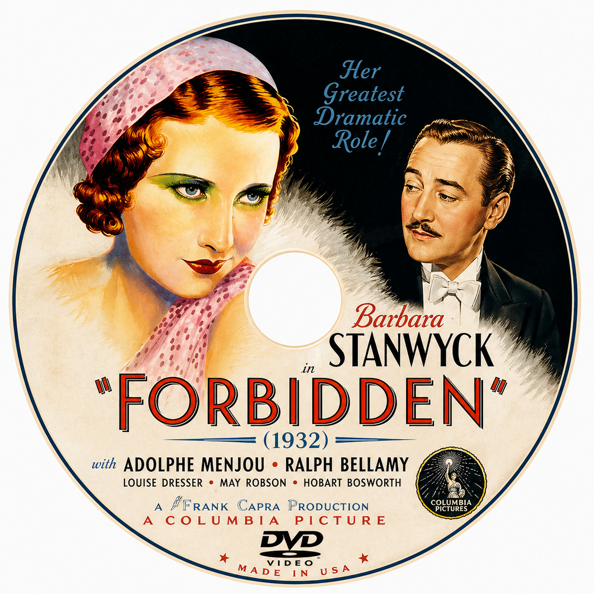 Forbidden 1932 Pre Code Drama Film DVD With Cover Art Barbara Stanwyck