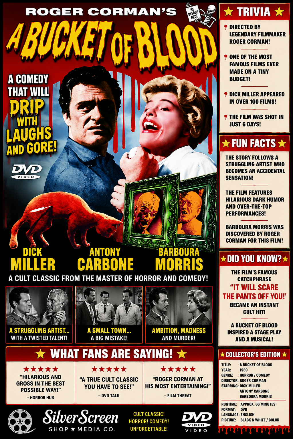 A Bucket of Blood (1959) Horror Comedy DVD Collector Edition